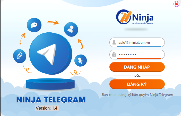 Đăng nhập vào phần mềm Ninja Telegram